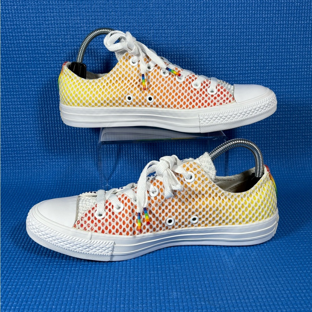 Converse White Mesh Sneakers with Rainbow Gradient Accents - Picture 3 of 12